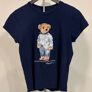 Ralph Lauren Women’s Navy Tee with Polo Bear Design